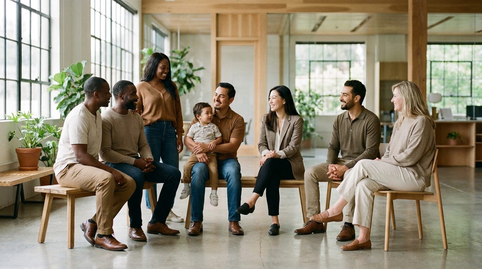 A diverse group of Philadelphia families, business owners, and entrepreneurs together